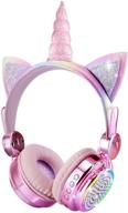 🦄 koraba kids bluetooth headphones - led lights color changing wireless unicorn headphones for girls/boys/xmas gift (pink unicorn) logo