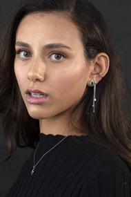 img 2 attached to 💎 Splendid Sterling Silver 925 Teardrop Halo Stud Post Earrings Encrusted with CZ's