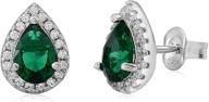 💎 splendid sterling silver 925 teardrop halo stud post earrings encrusted with cz's logo