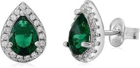 img 4 attached to 💎 Splendid Sterling Silver 925 Teardrop Halo Stud Post Earrings Encrusted with CZ's