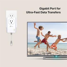 img 2 attached to 🔌 TP-Link AV1000 Powerline Ethernet Adapter (TL-PA7017P KIT): Gigabit Port, Plug and Play, Extra Power Socket – Ideal for Smart TV Setup