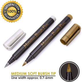 img 2 attached to 🖌️ MISULOVE Metallic Brush Marker Pens - Soft Brush Tip, Metallic Paint Art Markers Set, for Black Paper, Art Rock Painting, Calligraphy, Hand Lettering, Coloring, Scrapbooking, Card Making - 10 Colors