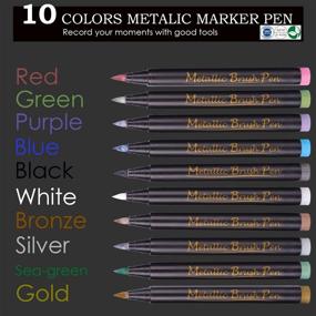 img 1 attached to 🖌️ MISULOVE Metallic Brush Marker Pens - Soft Brush Tip, Metallic Paint Art Markers Set, for Black Paper, Art Rock Painting, Calligraphy, Hand Lettering, Coloring, Scrapbooking, Card Making - 10 Colors