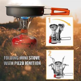 img 2 attached to Bisgear 17Pcs Camping Cookware Stove Carabiner Canister Stand Tripod Folding Spork Set for Outdoor Camping, Hiking, Backpacking - Non-Stick Cooking with Picnic Knife and Spoon