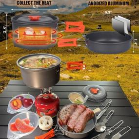 img 1 attached to Bisgear 17Pcs Camping Cookware Stove Carabiner Canister Stand Tripod Folding Spork Set for Outdoor Camping, Hiking, Backpacking - Non-Stick Cooking with Picnic Knife and Spoon
