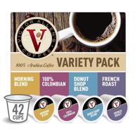 42 count variety pack k-cup keurig 2 brewers coffee pods: victor allen donut shop, morning blend, 100% colombian, and french roast – single serve coffee logo