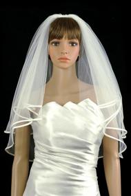 img 3 attached to 💎 Dazzling Bridal Wedding Veil: Diamond White 2-Tier Elbow Length with Satin Hem Edge