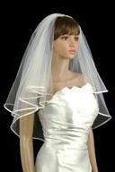 💎 dazzling bridal wedding veil: diamond white 2-tier elbow length with satin hem edge logo