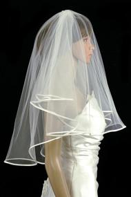 img 2 attached to 💎 Dazzling Bridal Wedding Veil: Diamond White 2-Tier Elbow Length with Satin Hem Edge