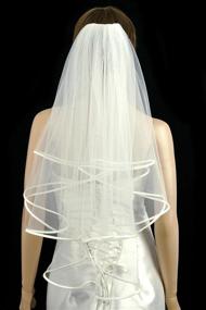 img 1 attached to 💎 Dazzling Bridal Wedding Veil: Diamond White 2-Tier Elbow Length with Satin Hem Edge