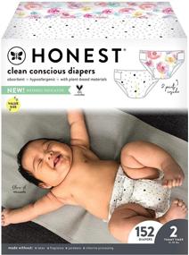 img 4 attached to HONEST Company Super Club Box Clean Conscious Diapers Size 2 152 Count (Packaging + Print Variations) Young At Heart Rose Blossom Painted Feathers & Strawberries (H01SCB00YHS2R)