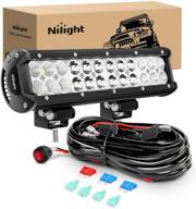 🔦 nilight zh007 12 inch 72w led light bar combo with off-road wiring harness, spot flood beam, 2-year warranty логотип