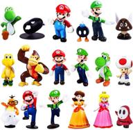 🎂 18 piece super mario brothers cake topper figures toy set - action figures set - mario bros toys birthday cake decorations party supplies by suviya logo