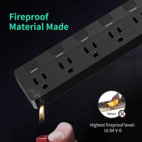 img 1 attached to Enhanced SUPERDANNY USB Surge Protector Power Strip: Individual Switches, Mountable 6.5ft Extension Cord, Multiple Protection, 6 Outlet, 4 USB Port - Ideal for iPhone, iPad, PC, Home, Office, Travel - Light Black