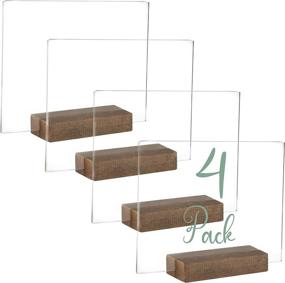 img 4 attached to Premium Acrylic Sign Holders with Elegant Wood Stands - 4 Pack of Small 5x6 Inch Blank Table Numbers Set for Weddings