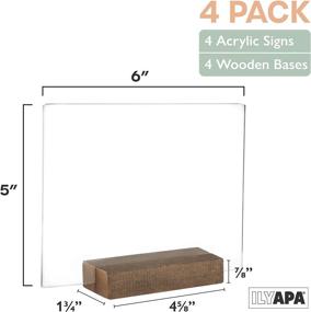 img 3 attached to Premium Acrylic Sign Holders with Elegant Wood Stands - 4 Pack of Small 5x6 Inch Blank Table Numbers Set for Weddings