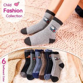 img 2 attached to Children's Winter Wool Socks for Boys and Girls - Soft, Warm, and Thick Crew Casual Socks - Pack of 6 Pairs