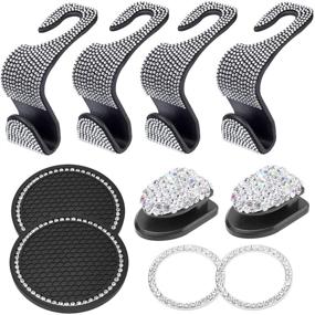 img 4 attached to 🚗 10Pcs Car Accessories for Women - Hooks, Coasters & Bling Decor - Perfect Car Gift