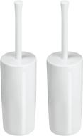 🚽 mdesign slim plastic toilet bowl brush and holder set - space-saving, deep cleaning - pack of 2 - white логотип