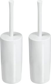 img 4 attached to 🚽 mDesign Slim Plastic Toilet Bowl Brush and Holder Set - Space-Saving, Deep Cleaning - Pack of 2 - White