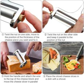 img 1 attached to 🧀 Mudder 2 Pieces Cheese Cutter: Adjustable Stainless Steel Wire Slicer for Soft, Semi-Hard, Hard Cheeses – Versatile Kitchen Cooking Tool