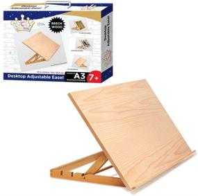 img 1 attached to 👑 Lucky Crown US Art Adjustable Wood Desk Table - Lightweight Easel with Sturdy Support