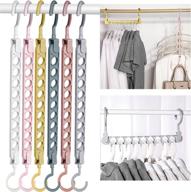 👕 closet organizer pack of 6: multifunctional hangers for space-saving storage. comes with 9 holes to organize wardrobe heavy clothes, shirts, pants, dresses, coats, and bags логотип