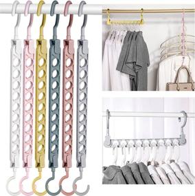 img 4 attached to 👕 Closet Organizer Pack of 6: Multifunctional Hangers for Space-Saving Storage. Comes with 9 Holes to Organize Wardrobe Heavy Clothes, Shirts, Pants, Dresses, Coats, and Bags