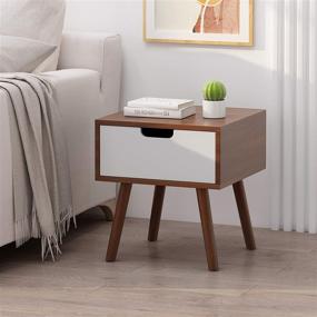 img 3 attached to 🌰 Stylish Christopher Knight Home Leila End Table in Walnut and White