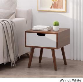 img 2 attached to 🌰 Stylish Christopher Knight Home Leila End Table in Walnut and White