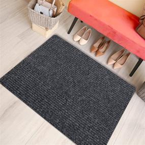 img 4 attached to 🚪 SunArea Indoor Door Mat (30x36, Grey) - Non-Slip Entry Rug, Water Absorbent, Dirt Resistant, Low-Profile Floor Mat - Washable for Entryway, Patio, Garage, Office Chair