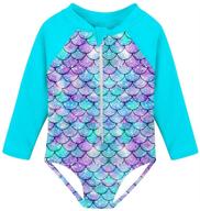 👙 fanient girls rashguard swimsuit: upf 50+ quick dry swimwear with zipper, long sleeve, one piece bathing suit for ages 1-6 logo