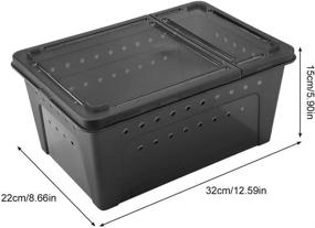 img 1 attached to 🦎 Black Plastic Reptile Box: Ventilated Habitat Cage with Transparent Design for Lizard, Spider, Frog, Scorpion, Snake, Python - Ideal Feeding Container