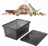 🦎 black plastic reptile box: ventilated habitat cage with transparent design for lizard, spider, frog, scorpion, snake, python - ideal feeding container logo
