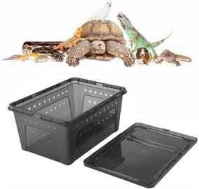 img 4 attached to 🦎 Black Plastic Reptile Box: Ventilated Habitat Cage with Transparent Design for Lizard, Spider, Frog, Scorpion, Snake, Python - Ideal Feeding Container