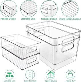 img 2 attached to JuneHeart 6 PCS Clear Pantry Organization and Storage Bins: Efficient Pantry Fridge Freezer Cabinet Kitchen Bathroom Storage Solution