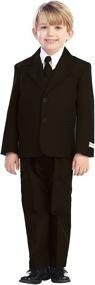 img 1 attached to 👔 Boys' 2-Button Dress Suit Set - Available in 5 Colors: Black, White, Ivory, Navy, Gray (Infant to Boys' Size 20)