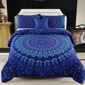img 3 attached to 🌸 MEILA Bohemian Mandala Pattern Duvet Cover Set for Queen Bed - Luxury Soft Microfiber Bedding Sets - Includes 1 Duvet Cover, 2 Pillowcases, and 1 Throw Pillow Case (90inx 90in)