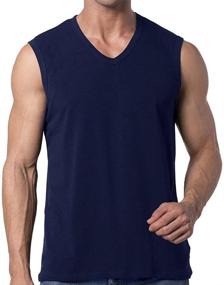 img 1 attached to Y2Y2 Men's Sleeveless V Neck T-Shirt in White - Summer Essential