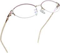 lifeart alloy semi-rimless reading glasses: blue light blocking, anti eyestrain, tv gaming glasses for men and women - red gold, +0.00 magnification logo