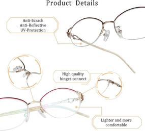 img 3 attached to LifeArt Alloy Semi-Rimless Reading Glasses: Blue Light Blocking, Anti Eyestrain, TV Gaming Glasses for Men and Women - Red Gold, +0.00 Magnification