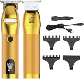 img 4 attached to 💇 Enhanced Classic Gold Skeleton Cordless Trimmer with LCD Power Display - USB Rechargeable Hair Clipper for Men, Ideal Electric Trimmers for Barbers