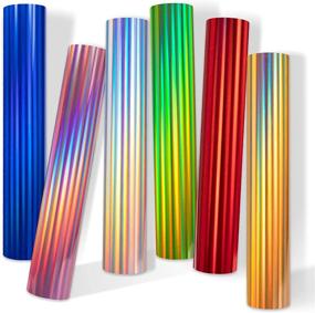 img 4 attached to 🌈 Soft Metallic Holographic HTV Pack: Bundle of 6 Sheets, 12" x 12" Iron-on Vinyl, Assorted Colors Heat Transfer Vinyl for DIY Fabric Projects