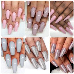 img 3 attached to ROSALIND 15ml Gel Polish Nail Art Soak Off UV Set - 6 PCS Glitter Shiny Colors, Baby Pink, Grey Semi Permanent Varnish Pastel | Includes Nail Lamp