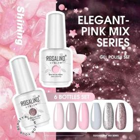 img 2 attached to ROSALIND 15ml Gel Polish Nail Art Soak Off UV Set - 6 PCS Glitter Shiny Colors, Baby Pink, Grey Semi Permanent Varnish Pastel | Includes Nail Lamp