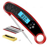 🔥 jandays instant read meat thermometer - waterproof, ultra fast food thermometer with lcd backlight for indoor & outdoor cooking, bbq, grill, kitchen, milk, turkey (red) logo