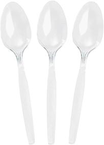 img 1 attached to Amscan Big Party Pack Clear Plastic Spoons - 6 inches