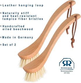 img 1 attached to 🧽 Set of 2 Redecker Curved Dish Brushes with Strong Tampico Fiber Bristles, 9-1/4 inches, Oiled Beechwood Handle, German-Made