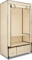 efficient beige portable wardrobe organizer with hanging rack and shelves - topline freestanding closet logo