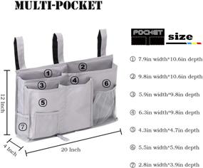 img 3 attached to 🛏️ Grey Bedside Storage Caddy with 8 Pockets - Hanging Organizer Bag for Bunk Dorm Rooms, Hospital Bed Rails, Baby Bed, Camp